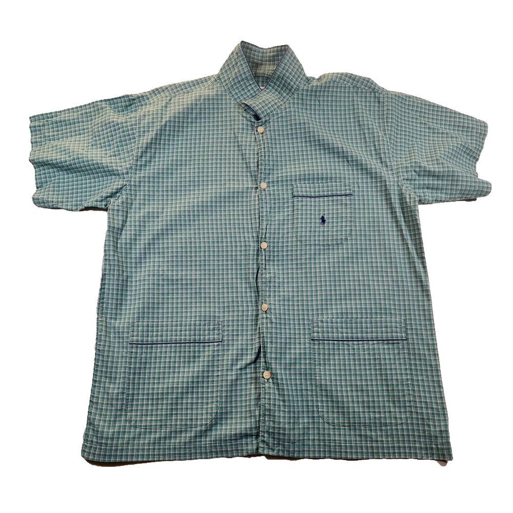Y2K Polo Ralph Lauren Button Shirt Mens Large XL Short Sleeve Baggy Pockets Work